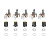 sourcing map Lot de 5 potentiomètres rotatifs WH148 B50K Ohm avec interrupteur, encodeur rotatif à 3 broches avec bouton poussoir et variateur d'intensité AG3 jaune et écrous, rondelles pour guitare