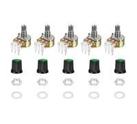 sourcing map Lot de 5 potentiomètres rotatifs WH148 B50K Ohm avec interrupteur, encodeur rotatif à 3 broches avec bouton poussoir et variateur d'intensité AG3 vert et écrous, rondelles pour guitare