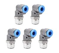 sourcing map Lot de 5 raccords coudés à libération rapide pour raccords d'air - Diamètre extérieur 6 mm - Filetage mâle 1/4PT - Gris