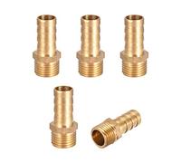 sourcing map Lot de 5 raccords de tuyau en laiton cannelé 10 mm x adaptateur de tuyau mâle G1/4