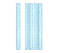 sourcing map Lot de 5 règles droites en plastique transparent de 30 cm pour la maison, le bureau, les salles de classe, le dessin, bleu clair