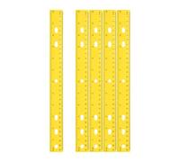 sourcing map Lot de 5 règles en plastique transparent de 30 cm avec trou pour la maison, le bureau, les salles de classe, le dessin, jaune