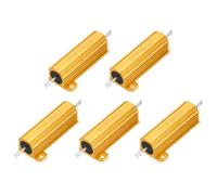 sourcing map Lot de 5 résistances bobinées logées dans un boîtier en aluminium de 50 W 16 Ohm 5 %, résistances à vis montées sur châssis, dorées