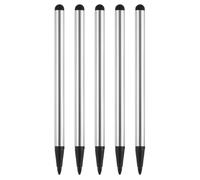 sourcing map Lot de 5 stylets résistifs 2 en 1 pour écran tactile de téléphone en alliage d'aluminium avec embouts capacitifs de résistance, universel, argenté