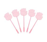 sourcing map Lot de 5 tapettes à mouches manuelles en plastique robuste à long manche pour la maison, l'intérieur et l'extérieur, 15,2 x 14,5 cm, rose