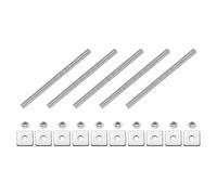 sourcing map Lot de 5 tiges entièrement filetées M5 x 90 mm en acier inoxydable 304 avec écrous et rondelles pour pinces, cintres et boulons en U, argent