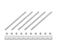 sourcing map Lot de 5 tiges entièrement filetées M6 x 120 mm en acier inoxydable 304 avec écrous et rondelles pour pinces, cintres et boulons en U, argenté