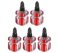 sourcing map Lot de 5 tournevis cruciformes PH2 Stubby 45# en acier oxyde noir avec poignée ergonomique pour les espaces restreints Machine à coudre Rouge