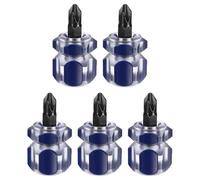 sourcing map Lot de 5 tournevis cruciformes PH2 Stubby 45# en acier oxyde noir avec poignée ergonomique pour machines à coudre dans les espaces restreints, bleu