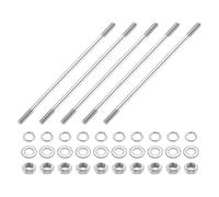 sourcing map Lot de 5 vis à tige à double extrémité, M5 x 140 mm en acier inoxydable 304 à double filetage avec écrous et rondelles plates et de verrouillage, boulons filetés à double extrémité pour