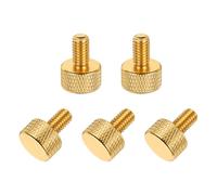 sourcing map Lot de 5 vis moletées à tête plate M6 x 12 mm en alliage d'aluminium massif entièrement filetées pour boîtiers d'ordinateur, cartes graphiques, dorés