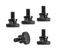 sourcing map Lot de 5 vis moletées M10 x 16 mm, vis moletées à tête plate en acier noir plaqué zinc, boulons à tête moletée métriques avec boutons de préhension à l'épaule