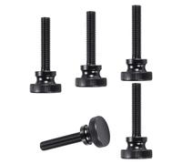 sourcing map Lot de 5 vis moletées M10 x 60 mm, vis moletées à tête plate en acier noir plaqué zinc, boulons à tête moletée métriques avec boutons de préhension à l'épaule, fixations filetées à la