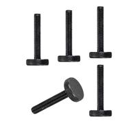 sourcing map Lot de 5 vis moletées M10 x 60 mm, vis moletées à tête plate en acier noir plaqué zinc, boulons à tête moletée, boutons de serrage, fixations filetées