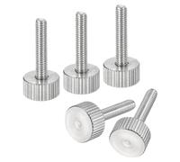 sourcing map Lot de 5 vis moletées M4 x 20 mm en acier inoxydable 304 à tête moletée plate entièrement filetée