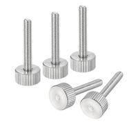 sourcing map Lot de 5 vis moletées M4 x 25 mm en acier inoxydable 304 à tête moletée plate entièrement filetée