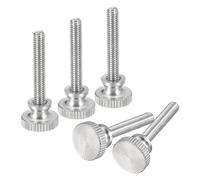 sourcing map Lot de 5 vis moletées M4 x 25 mm en acier inoxydable 304 à tête plate moletée avec boutons de fixation