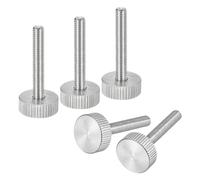 sourcing map Lot de 5 vis moletées M5 x 30 mm en acier inoxydable 304 à tête plate moletée entièrement filetée