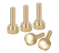 sourcing map Lot de 5 vis moletées M6 x 20 mm en laiton avec boutons de fixation à l'épaule, ton laiton