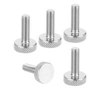 sourcing map Lot de 5 vis moletées M6 x 20 mm, vis moletées à tête plate en acier inoxydable 304, boulons à tête moletée métrique, boutons de serrage, 16 mm de diamètre
