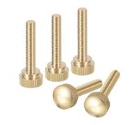 sourcing map Lot de 5 vis moletées M6 x 30 mm, vis moletées en laiton avec boutons de fixation à l'épaule, ton laiton