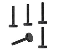 sourcing map Lot de 5 vis moletées M8 x 45 mm, vis moletées à tête plate en acier noir plaqué zinc, boulons à tête moletée, boutons de serrage, fixations filetées