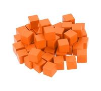 sourcing map Lot de 50 blocs de bois pour travaux manuels, cube en bois brut de 0,9 cm, bloc carré en bois de pin pour projets de bricolage, mandarine