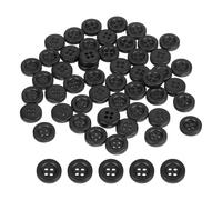 sourcing map Lot de 50 boutons à coudre ronds en résine épaisse à 4 trous pour vêtements, loisirs créatifs, décoration - Noir - 11 mm