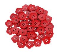 sourcing map Lot de 50 boutons décoratifs à coudre en résine à 4 trous en forme de fleur pour travaux manuels, cardigans, vêtements, chemises, bricolage, 18 mm, rouge