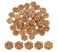 sourcing map Lot de 50 boutons en bois en forme de fleur de 12 mm avec 2 trous pour couture, loisirs créatifs, vêtements, faits à la main, café