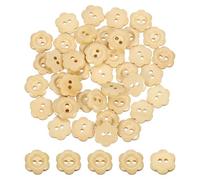 sourcing map Lot de 50 boutons en bois en forme de fleur de 12 mm - Boutons décoratifs à coudre à 2 trous pour couture, loisirs créatifs, vêtements faits à la main - Bois naturel