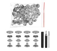 sourcing map Lot de 50 boutons-pression en métal de 17 mm avec 3 outils de fixation pour vêtements, vestes, jeans, sacs, blanc