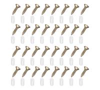 sourcing map Lot de 50 chevilles en plastique avec vis autotaraudeuses M4 pour meubles, armoires, portes, 5,2 x 12 mm, blanc