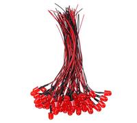 sourcing map Lot de 50 diodes LED de 10 mm, lumière rouge 12 V CC pré-câblée, petite lumière LED émettrice haute luminosité