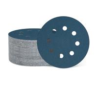 sourcing map Lot de 50 disques de ponçage 125 mm 8 trous Grain 240 Papier abrasif Orbital aléatoire pour travail du bois, métal, pierre et polissage - Bleu