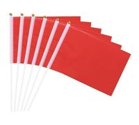 sourcing map Lot de 50 drapeaux vierges rouges de 21 x 14 cm sur bâton en plastique pour bricolage, graffiti, anniversaire, carnaval, festival, célébration, sport, grande ouverture