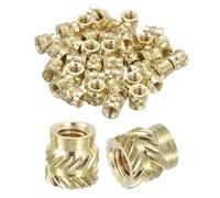 sourcing map Lot de 50 écrous moletés M5 x 8 mm L x 8 mm OD en laiton pour impression 3D - Inserts filetés femelles en laiton - Écrous d'encastrement à chaud