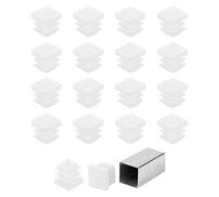 sourcing map Lot de 50 embouts carrés de 13 mm, bouchons en plastique pour tubes métalliques, pieds de chaise, table, étagères, meubles, blanc
