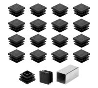 sourcing map Lot de 50 embouts carrés de 18 mm, bouchons en plastique pour tubes métalliques, pieds de chaise, table, étagères, meubles, noir