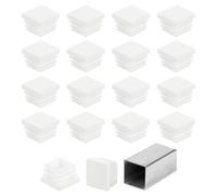 sourcing map Lot de 50 embouts carrés de 20 mm, bouchons en plastique pour tubes métalliques, pieds de chaise, table, étagères, meubles, blanc