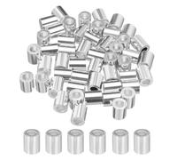 sourcing map Lot de 50 embouts ronds simples en aluminium pour câble métallique 6 mm Argenté