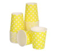 sourcing map Lot de 50 gobelets en carton jetables de 255 ml pour café, thé, lait, convient pour les fêtes, les pique-niques, les voyages et les événements (pois jaune)