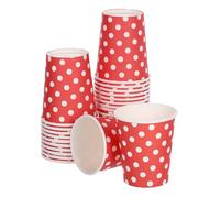sourcing map Lot de 50 gobelets en carton jetables de 255 ml pour café, thé, lait, convient pour les fêtes, les pique-niques, les voyages et les événements (pois rouges)