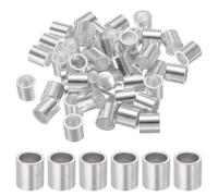 sourcing map Lot de 50 manchons à sertir ronds en aluminium de 10 mm pour câble métallique et virole de câble, argenté