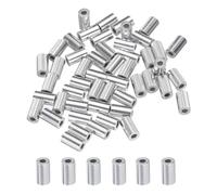sourcing map Lot de 50 manchons de sertissage ronds simples en aluminium de 1,5 mm pour câble métallique - Argenté