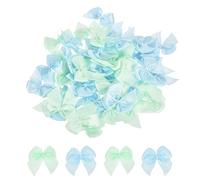 sourcing map Lot de 50 mini nœuds en ruban satiné de 2,5 cm pour loisirs créatifs, couture, mariage, fête d'anniversaire, bleu et vert