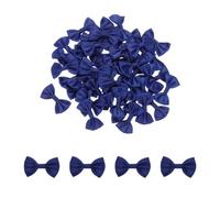 sourcing map Lot de 50 mini nœuds papillon en satin pour travaux manuels, couture, scrapbooking, cadeau de mariage, décoration d'intérieur - Bleu foncé - 3,8 x 2,5 cm