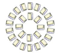 sourcing map Lot de 50 mini strass rectangulaires à facettes avec dos pointu pour la fabrication de bijoux, loisirs créatifs, nail art, blanc transparent, 10 x 14 mm