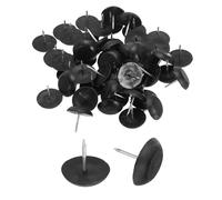 sourcing map Lot de 50 patins ronds en plastique pour meubles, 24 mm, protections de sol en bois dur pour chaise, table, bureau, pieds d'armoire, noir