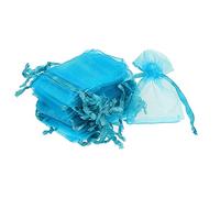 sourcing map Lot de 50 pochettes en organza avec cordon de serrage - 5 x 7 cm - Pour cadeau, bijoux, mariage, Noël, bonbons - Bleu lac